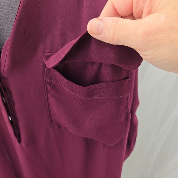 810-2 Torrid Purple/Burgandy Harper ¾ sleeve hi-low Tunic Blouse Size 2 18/20 - Picture 7 of 12
